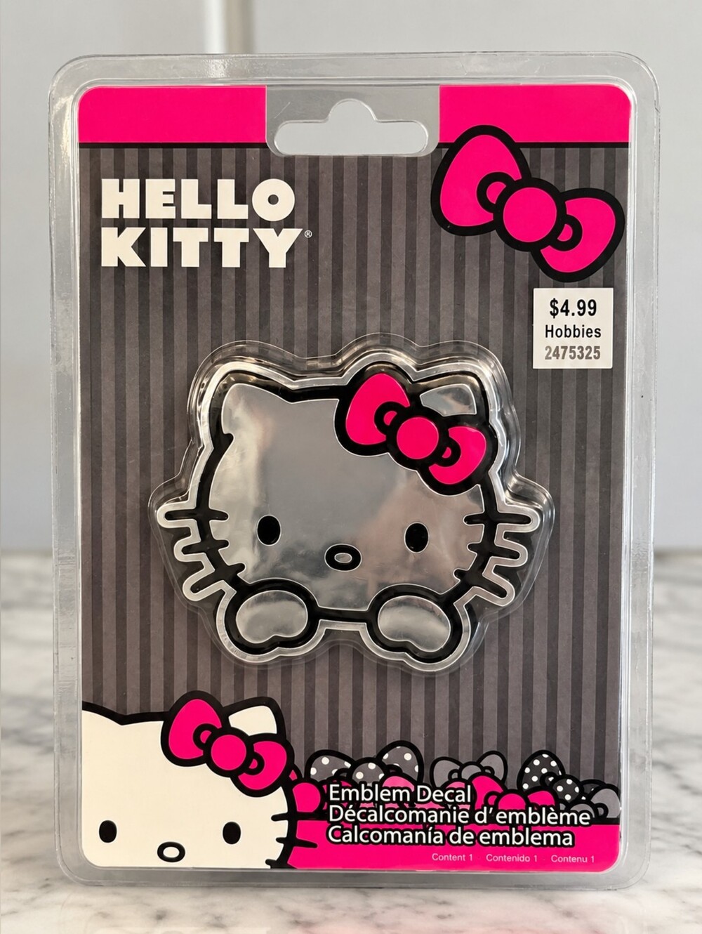 Hello Kitty Sanrio Chrome Car Emblem Decal Chroma #9108 NIP Kawaii Auto Decor